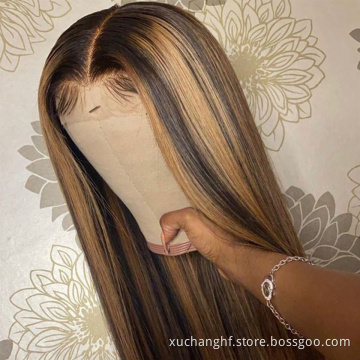 Fashional piano colored wig 10A Grade virgin cuticle aligned Hair 150% 220% density highlight color lace frontal wig